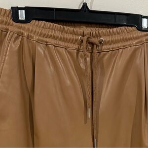 Zara Tan Faux Leather Joggers